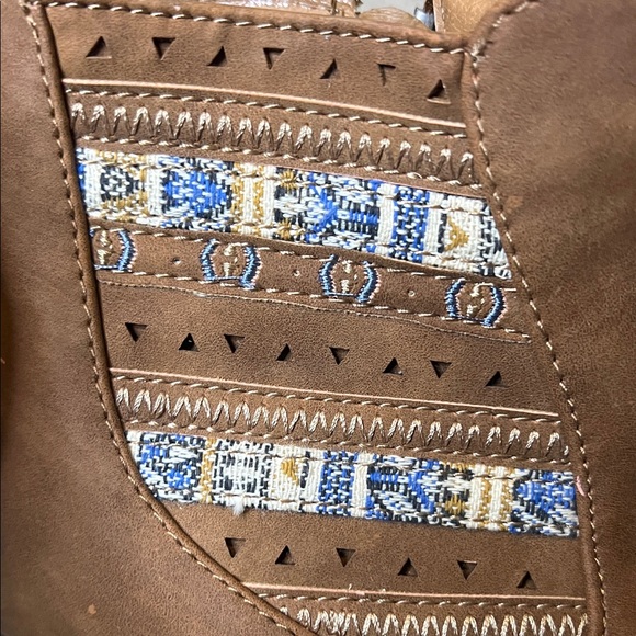 Maurices NWOB Deep Tan Ankle Boots with Patterned Detail - Picture 4 of 10